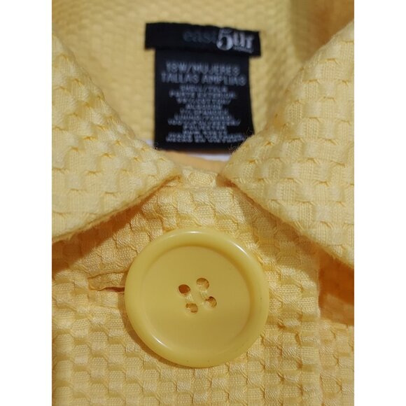 Jacket East 5th Women Yellow Cotton Blazer 18W Summertime 3/4 Sleeves - Picture 13 of 14